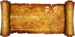 Petul Izidor névjegykártya
